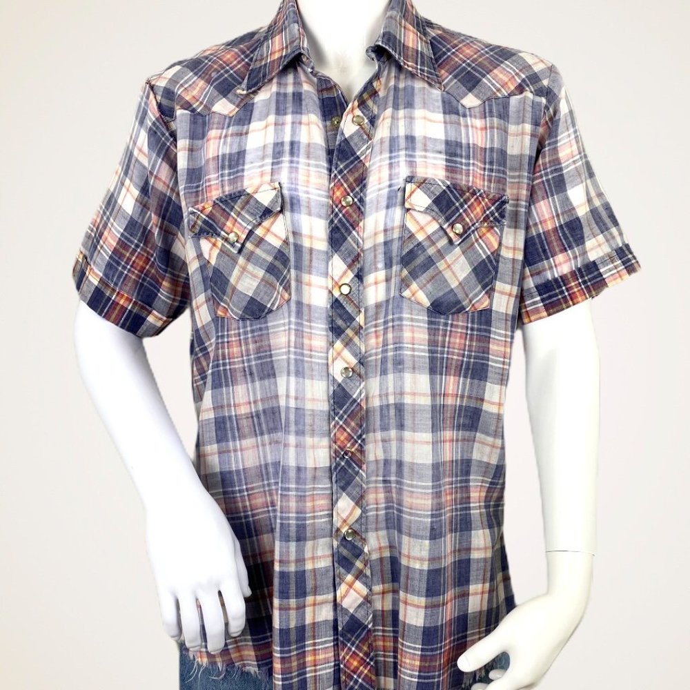 Ranch Wear Vintage Plaid Button Down Shirt
